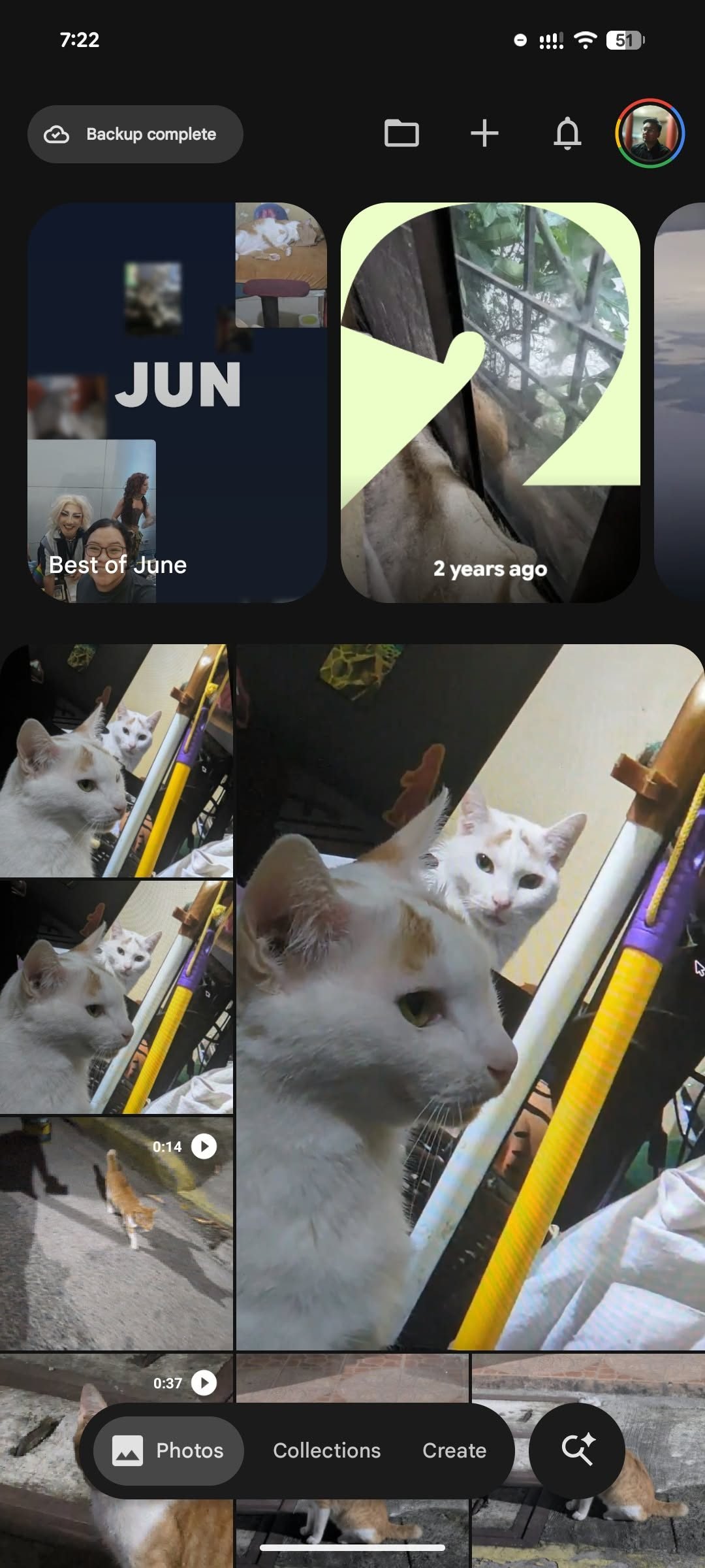Google Photos Android floating navigation bar