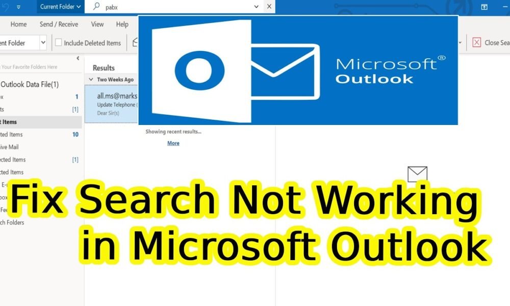 fix search not working in Microsoft Outlook