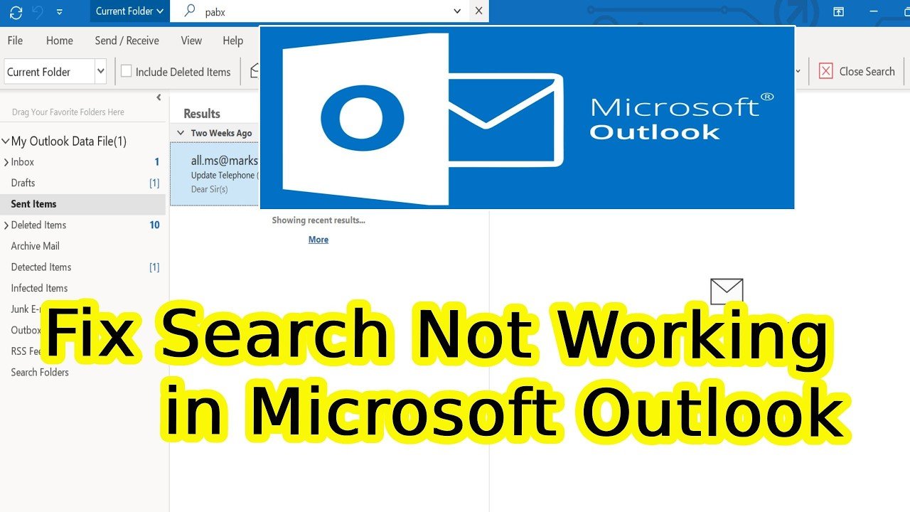 fix search not working in Microsoft Outlook