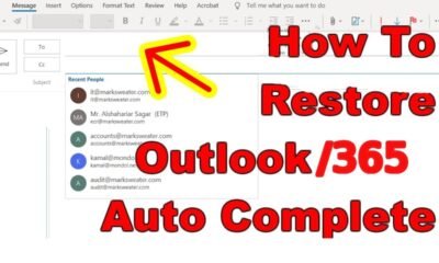 restore Outlook auto complete contacts
