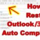 restore Outlook auto complete contacts