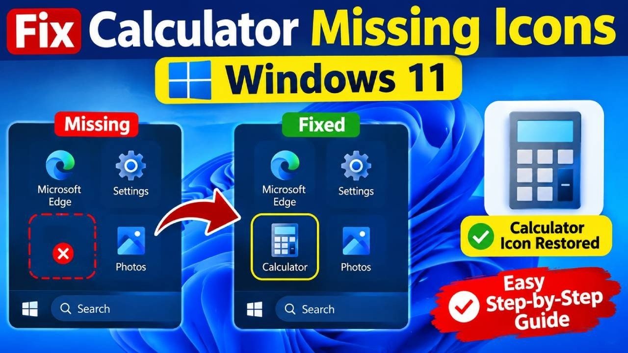 Calculator missing icons Windows 11